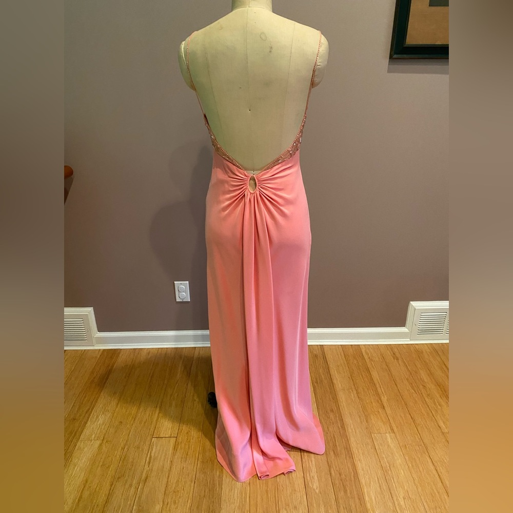 Adrianna Papell Peach Color of the Season Embellished Spaghetti Dress Size6 $99 - Picture 2 of 7